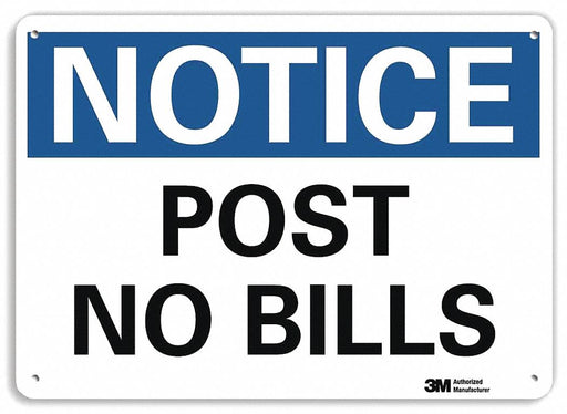 Notice Sign 7 in x 10 in Plastic