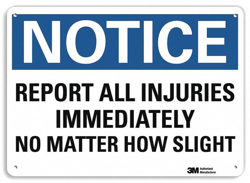 Notice Sign 7 in x 10 in Plastic