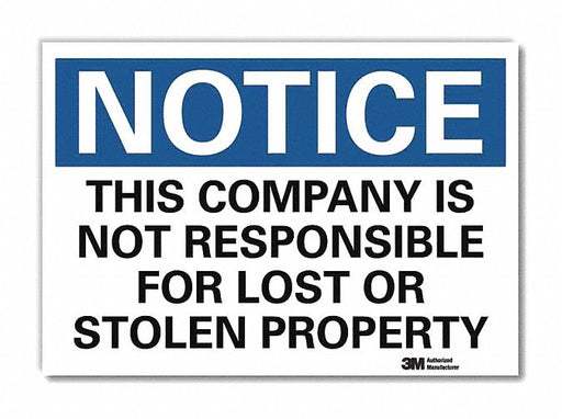 Notice Sign 7inx10in Reflective Sheeting