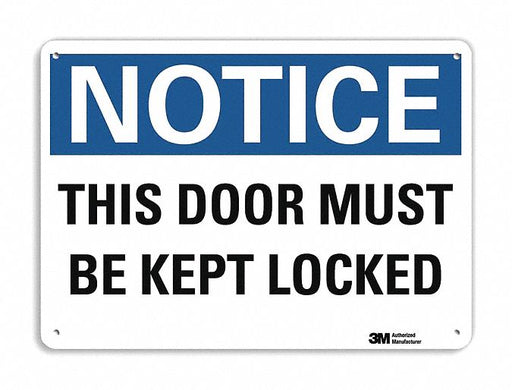 Notice Sign 10 in x 14 in Plastic