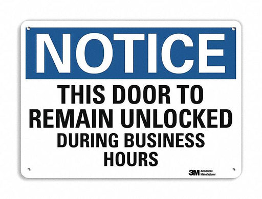 Notice Sign 10 in x 14 in Plastic