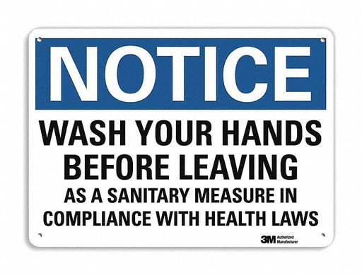 Notice Sign 10 in x 14 in Plastic