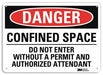 Danger Sign 7 inx10 in Plastic