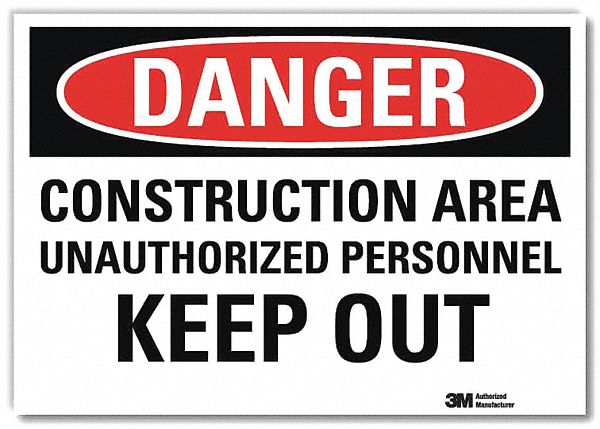 Danger Sign 7 in x 10 in Rflct Sheeting