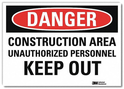 Danger Sign 10 in x 14 in Rflct Sheeting