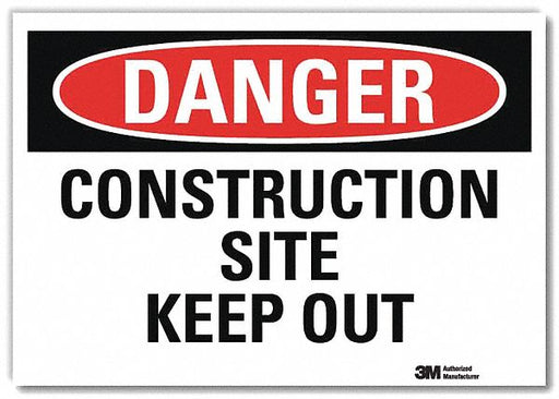 Danger Sign 10 in x 14 in Rflct Sheeting