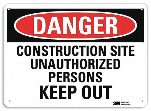 Danger Sign 10 in x 14 in Plastic