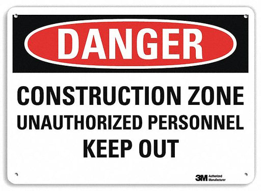 Danger Sign 7 in x 10 in Plastic