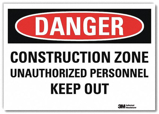 Danger Sign 5 in x 7 in Rflct Sheeting