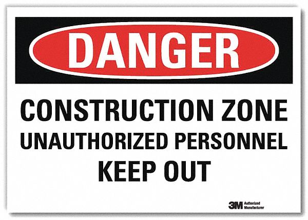 Danger Sign 5 in x 7 in Rflct Sheeting