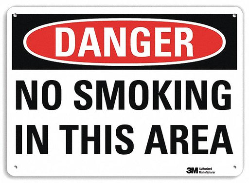 Danger No Smoking Sign 10 x 14 Alum