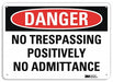Danger Sign 7 in x 10 in Plastic