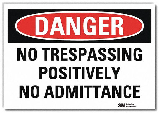 Danger Sign 10 in x 14 in Rflct Sheeting