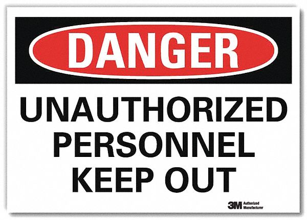 Danger Sign 10 in x 14 in Rflct Sheeting