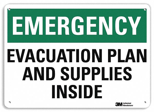Emergency Sign 10 in x 14 in Aluminum
