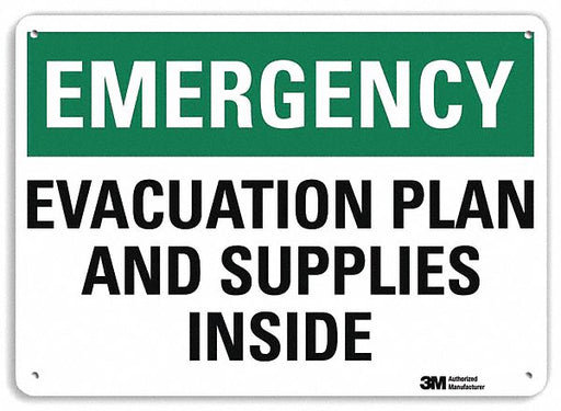 Emergency Sign 7 in x 10 in Aluminum
