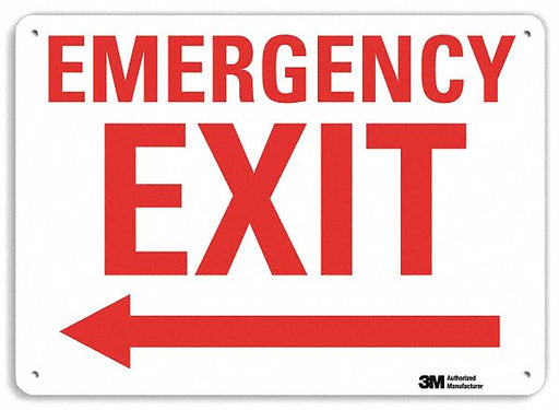 Emergency Sign 10 in x 14 in Plastic