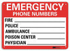 Emergency Sign 10 in x 14 in Aluminum