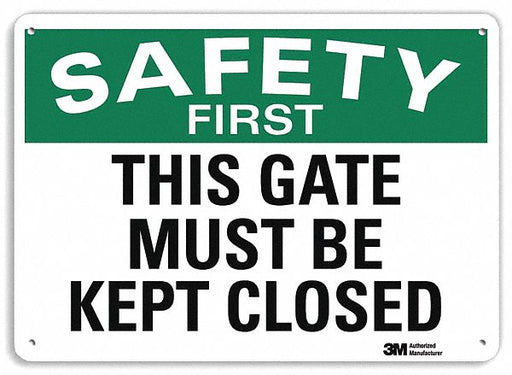 Safety First Sign 7 in x 10 in Aluminum