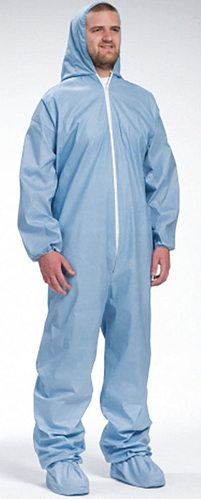Hooded Coverall w/Boots Blue XL PK25