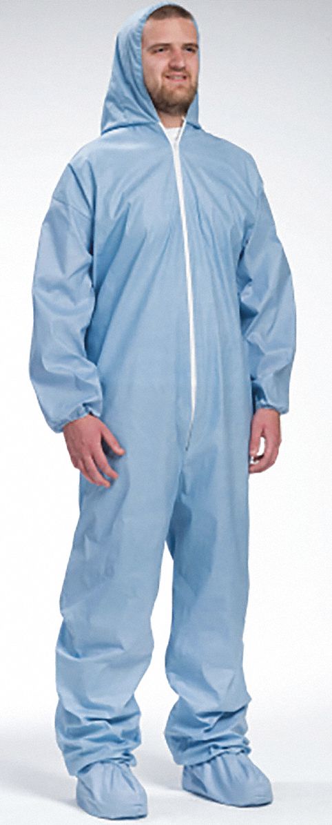 Hooded Coverall w/Boots Blue XL PK25