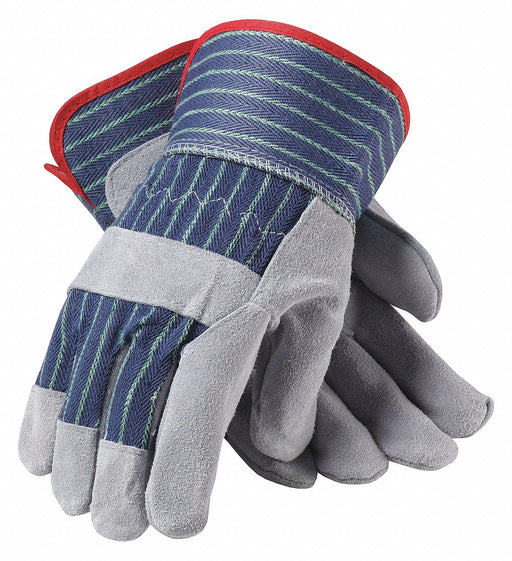 Leather Palm Gloves Blue/Gray S PK12