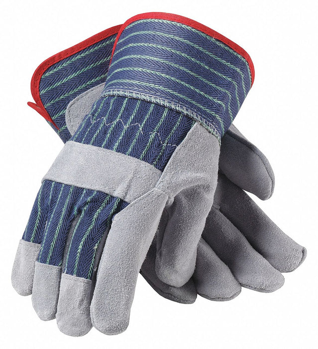 Leather Palm Gloves Blue/Gray S PK12