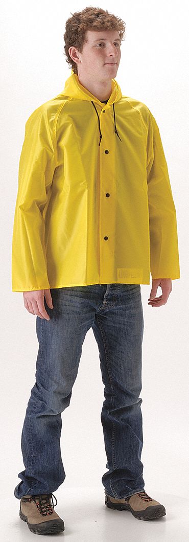 Rain Jacket with Hood XL PU/Nylon 30inL