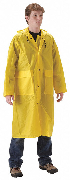 Rain Coat with Hood XL PU/Nylon 48inL