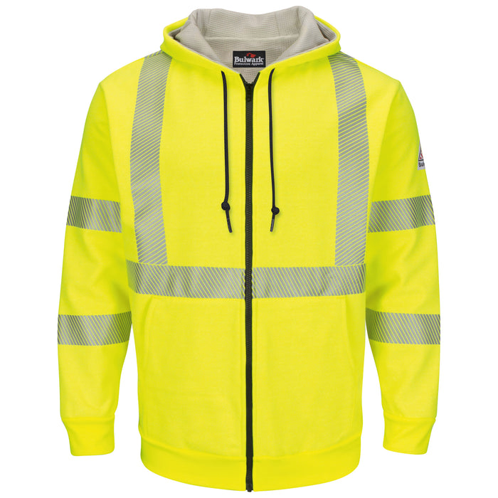 Men's Fleece FR Hi-Visibility Zip-Front Hooded Sweatshirt with Waffle Lining