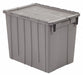 J0286 Attached Lid Container Gray Solid HDPE