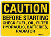 Caution Sign 7 in x 10 in Plastic