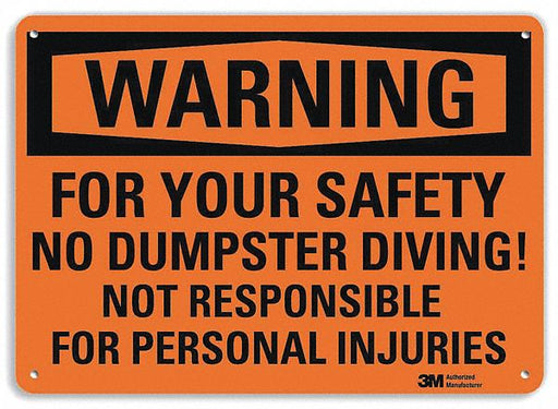 Warning Sign 7 in x 10 in Aluminum