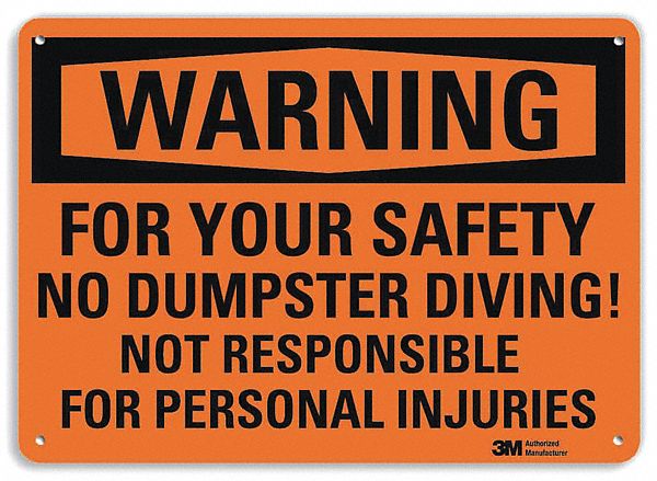 Warning Sign 7 in x 10 in Plastic