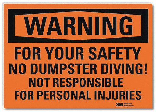 Warning Sign 7x10in Reflective Sheeting