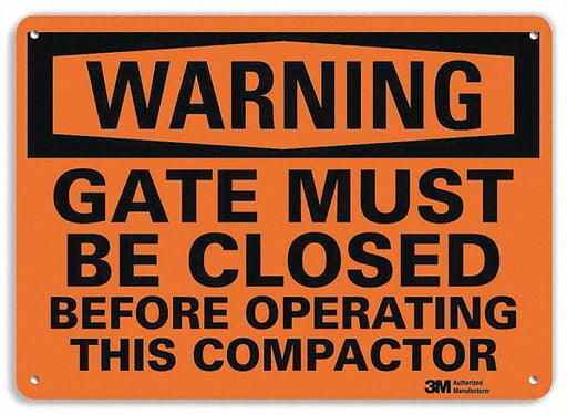 Warning Sign 10 in x 14 in Plastic