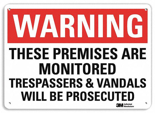 Warning Sign 10 in x 14 in Aluminum