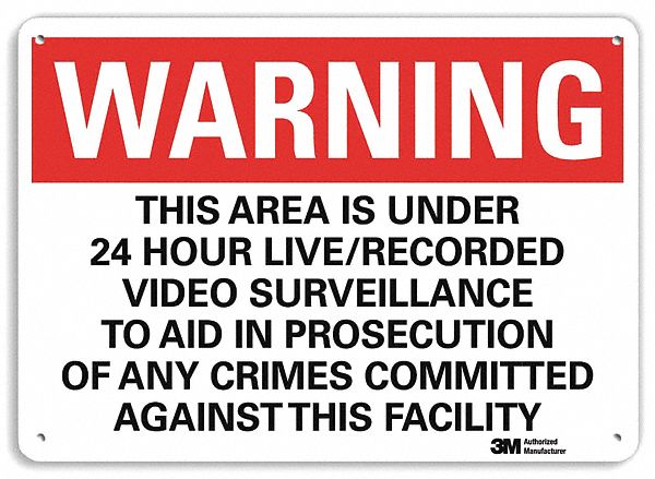 Warning Sign 10 in x 14 in Plastic