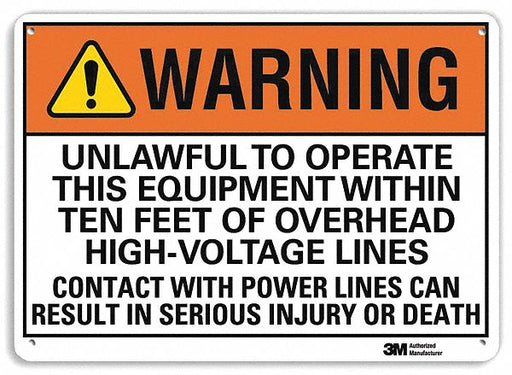 Warning Sign 7 in x 10 in Plastic
