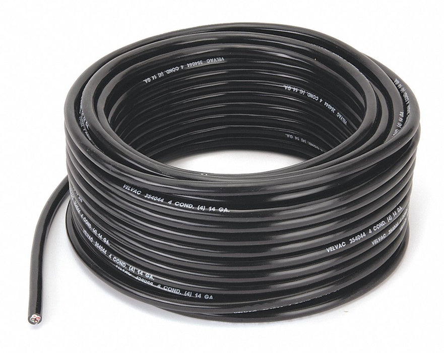 Trailer Cable 14 AWG 4 Cond 100 ft Black