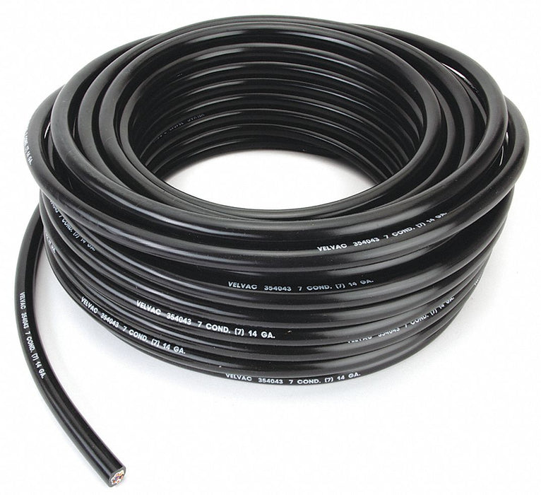 Trailer Cable 14 AWG 7 Cond 100 ft Black