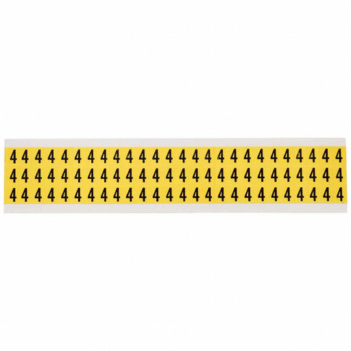 Number Label 4 Blk On Yllw 1/2inH