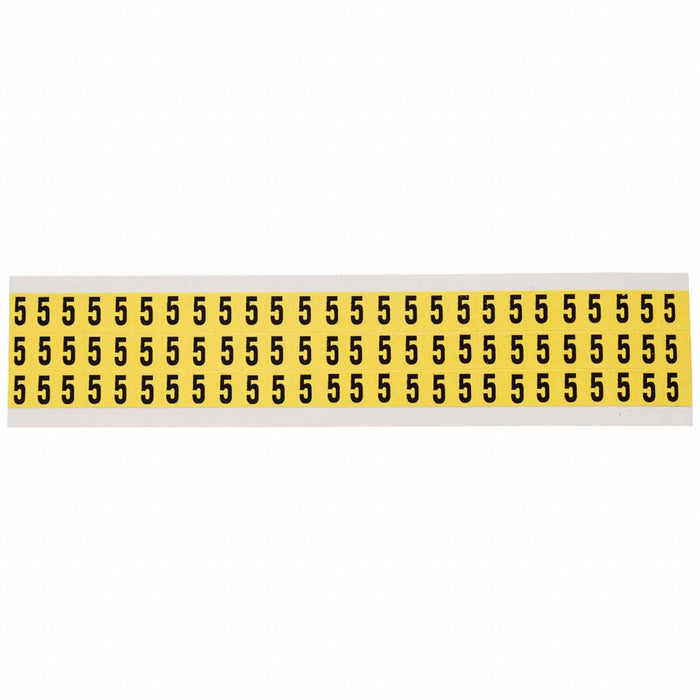 Number Label 5 Blk On Yllw 1/2inH