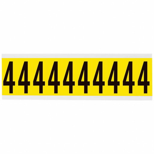 Number Label 4 Blk On Yllw 2-1/4inH