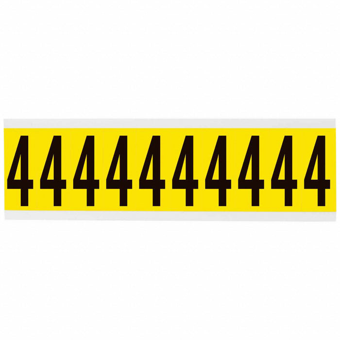 Number Label 4 Blk On Yllw 2-1/4inH