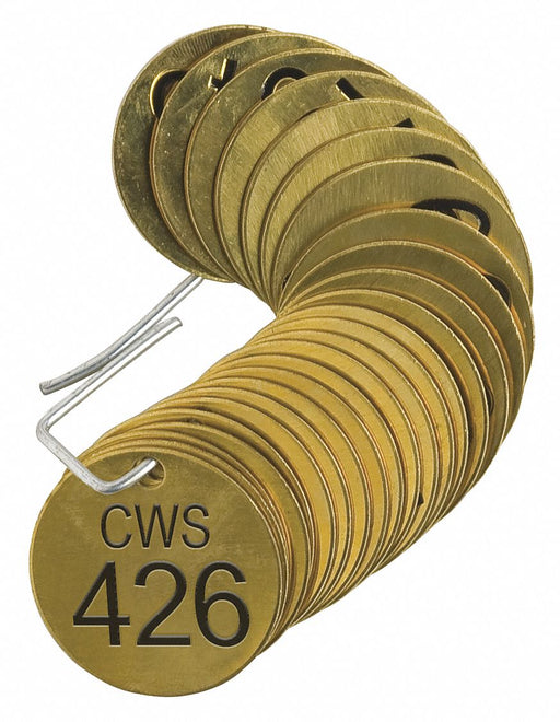 Numbered Tag Brass 1 1/2in W PK25