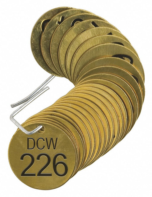 Numbered Tag Brass 1 1/2in W PK25