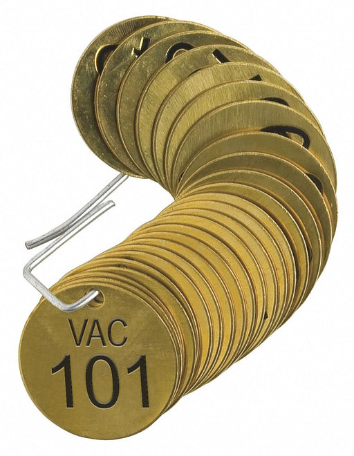 Numbered Tag Brass 1 1/2in W PK25