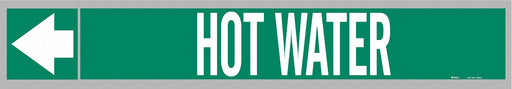 Pipe Marker Hot Water 1 in H 8 in W