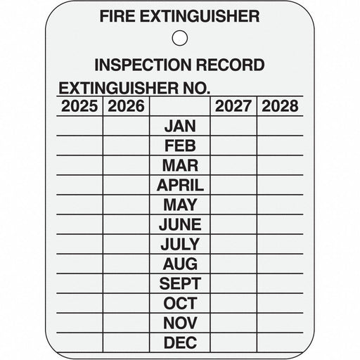 Inspection Record Tag Fire Ext 3 H PK10